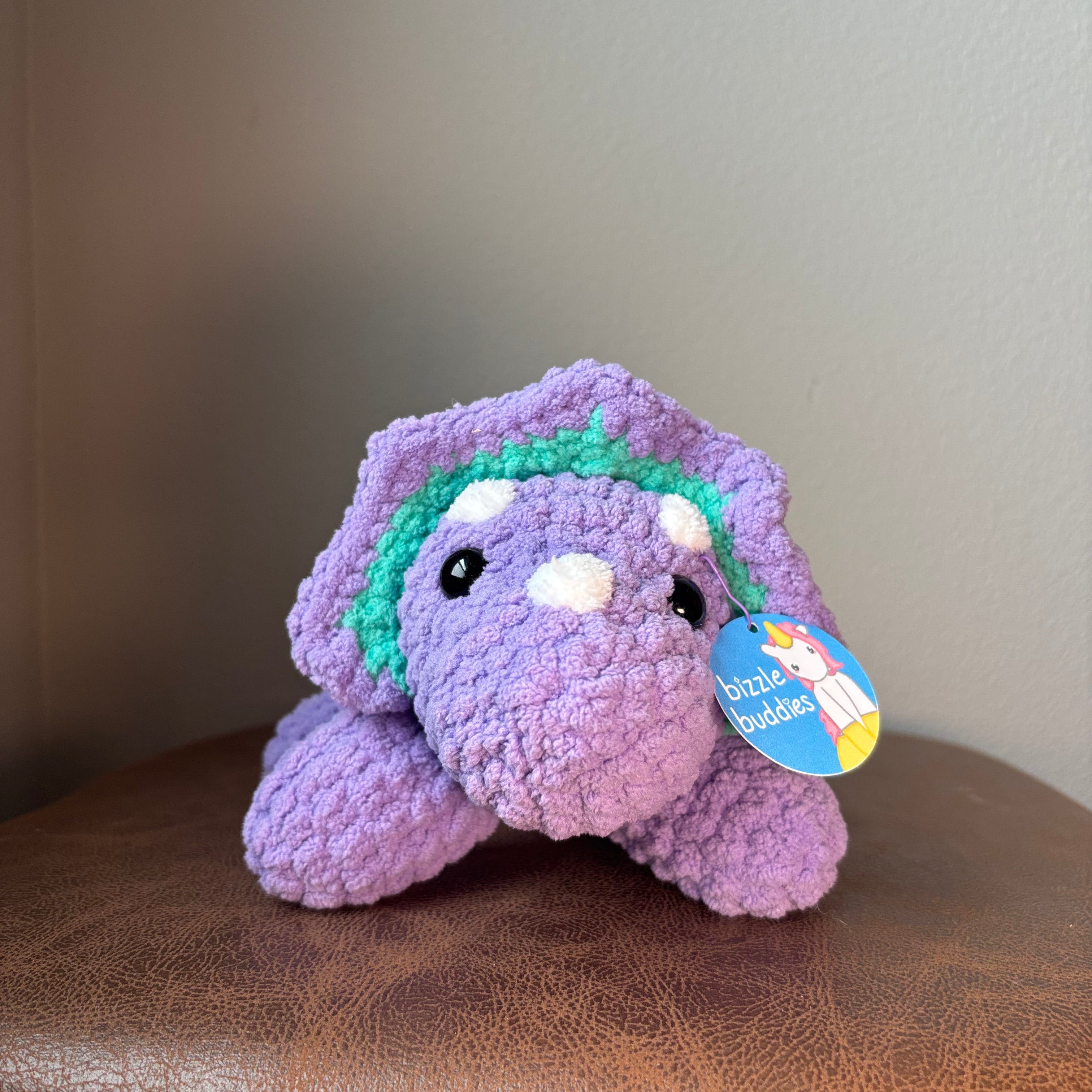 Bizzle Buddies Crochet Triceratops Plushie